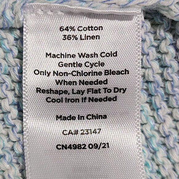 Talbots Womens Cotton And Linen‎ Light Blue Sweater With Pink Trim  Size M - Picture 8 of 11